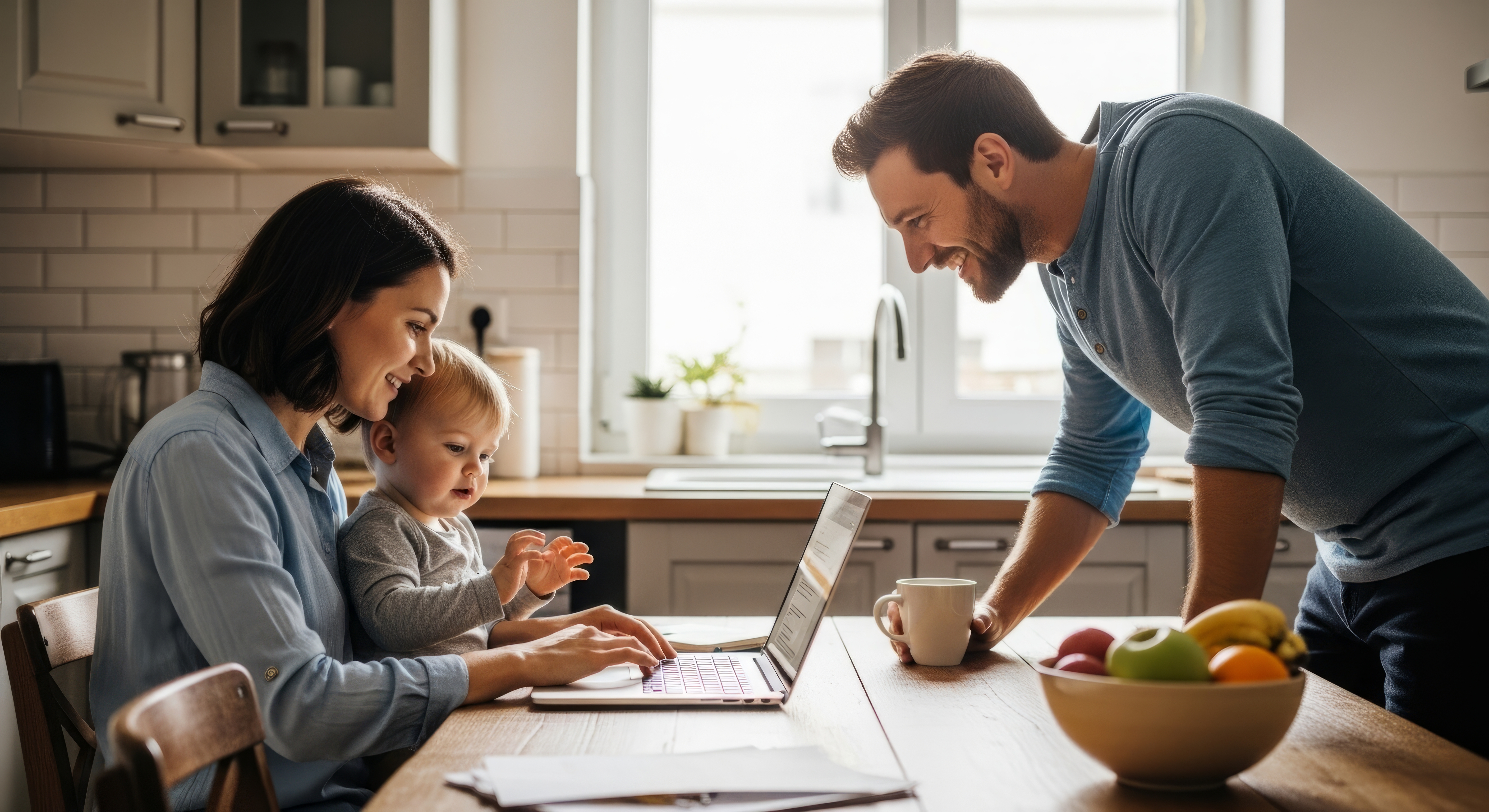 Family member getting help with technology at home