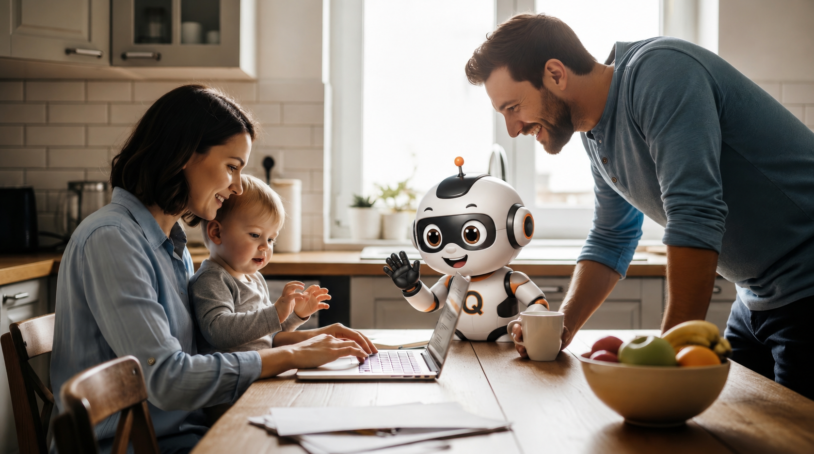 Family sitting around technology